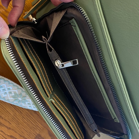 Olive Green Crossbody Bag with Embroidered Strap - Picture 2 of 11